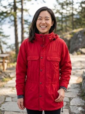 The North Face Vintage Red Mountain hiking Parka Jacket Hooded Medium